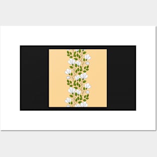 Colored Striped Pattern with Vintage Floral Motifs Posters and Art